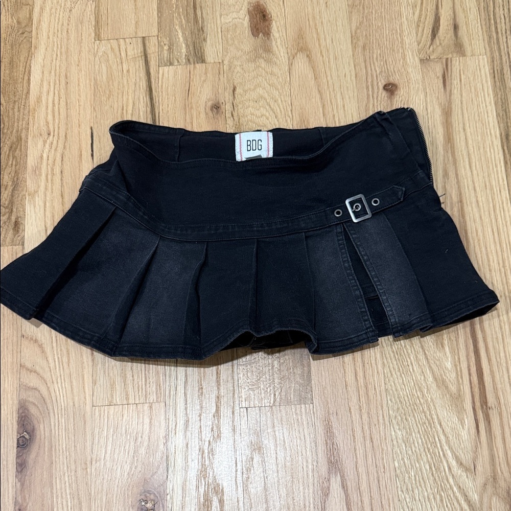 BDG Black Pleated Skirt with Buckle